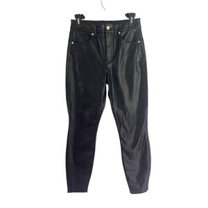 Veronica Beard Vegan Leather Debbie High Rise Skinny Pants Black Size‎ 4 New